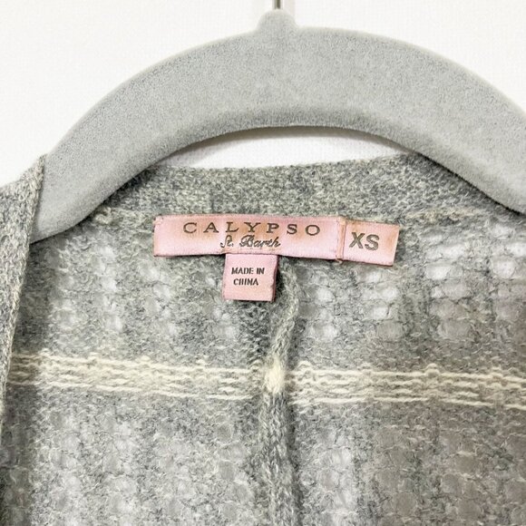Calypso St. Barth Gray & White Striped Pointelle Cashmere Cardigan Size XS - Picture 3 of 5